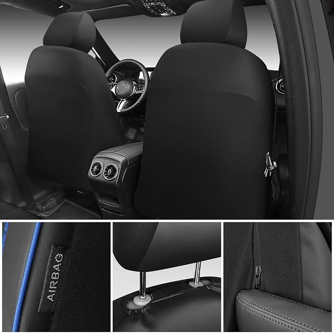 Universal Faux Leather Seat Covers — Front Seat — Blue / Black