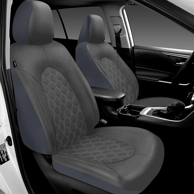 Universal Faux Leather Seat Covers — Full Set — Gray