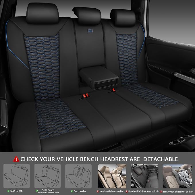 Universal Faux Leather Seat Covers — Full Set — Black / Blue