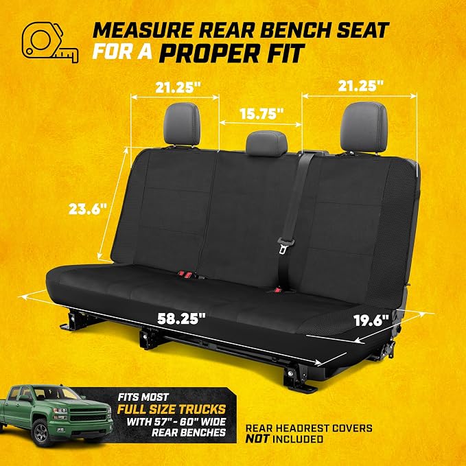 Fabric Seat Covers for Multiple Vehicles — Full Set — Black