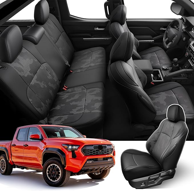 Faux Leather Seat Covers for Toyota Tacoma — Full Set — Black