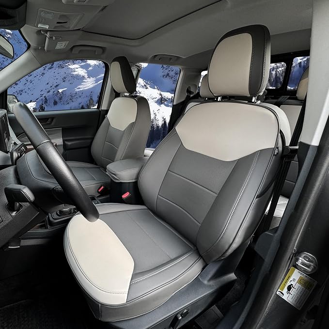Faux Leather Seat Covers for Ford Maverick — Gray / White