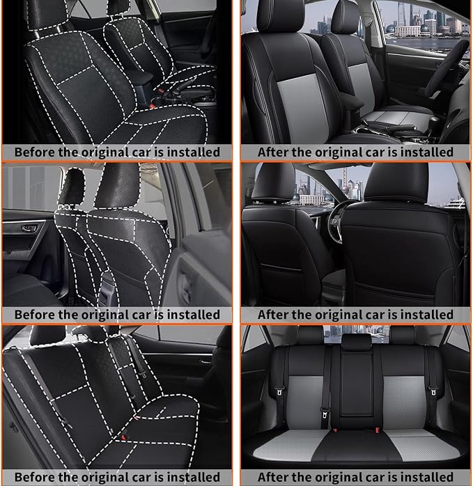 Faux Leather Seat Covers for Toyota Corolla — Full Set — Black / Gray