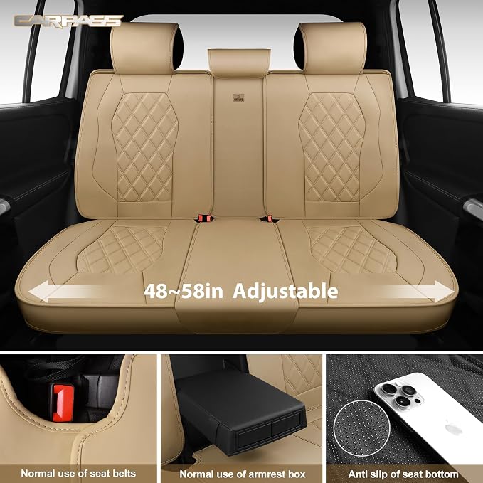 Universal Faux Leather Seat Covers — Full Set — Beige