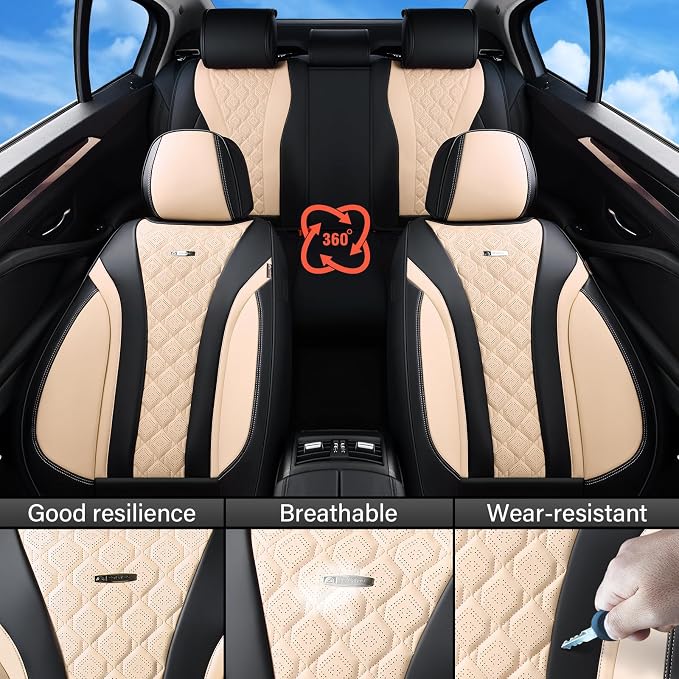 Universal Seat Covers — Full Set — Black / Beige