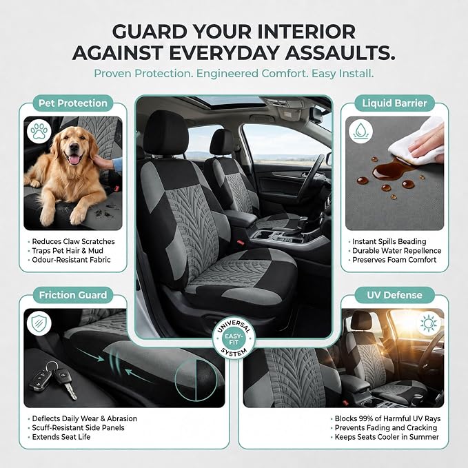 Universal Fabric Seat Covers — Front Seat — Beige