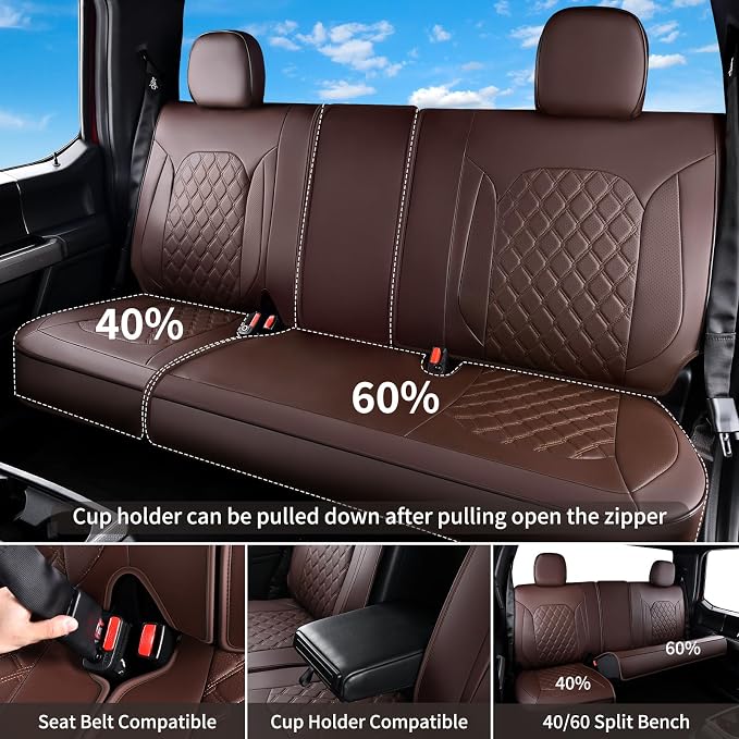 Seat Covers for Chevrolet Silverado / GMC Sierra — Rear Seat — Coffee