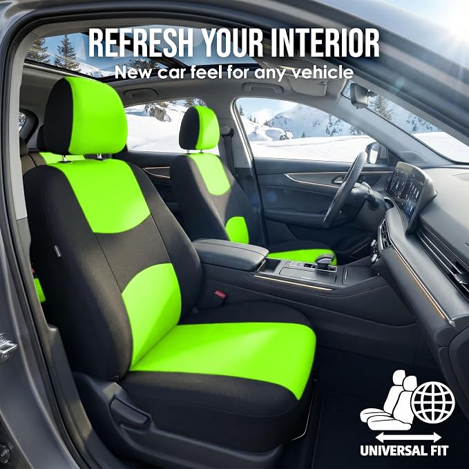 Universal Fabric Seat Covers — Full Set — Green