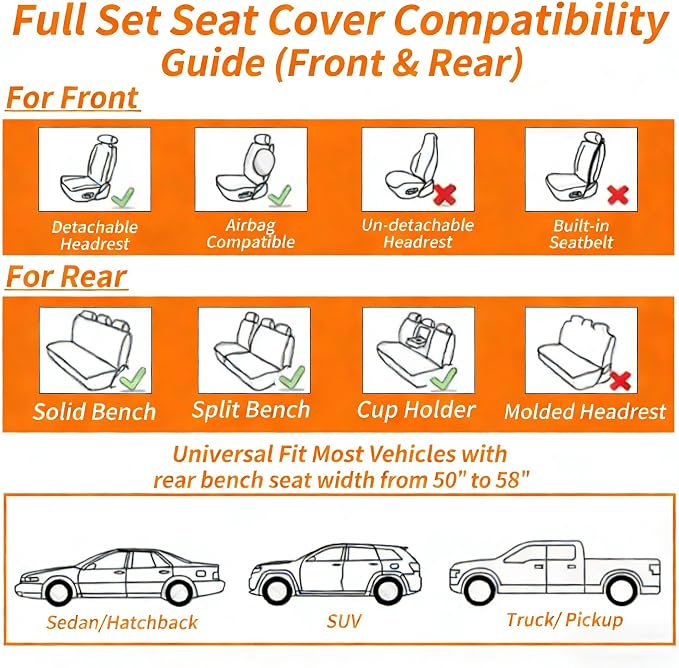 Universal Seat Covers — Full Set — Red