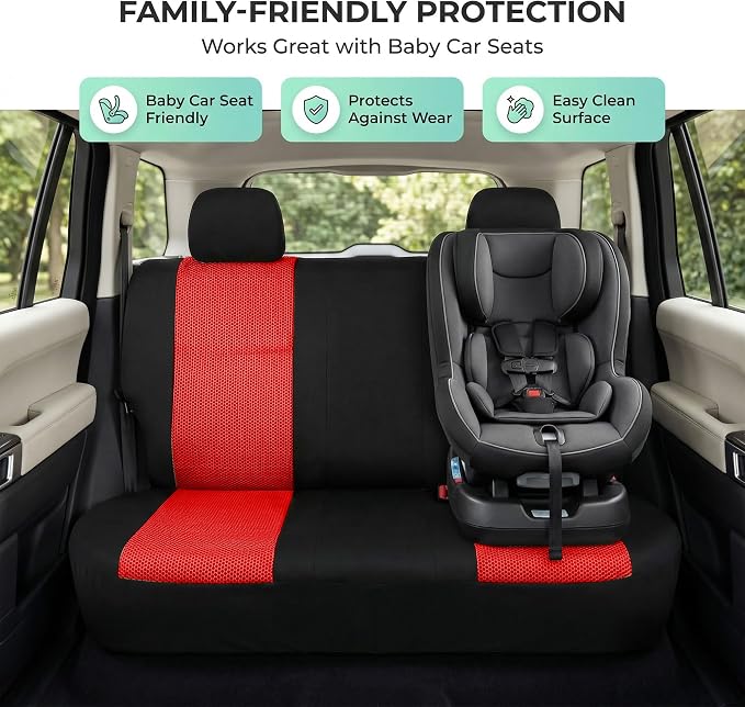 Universal Fabric Seat Covers — Front Seat — Red