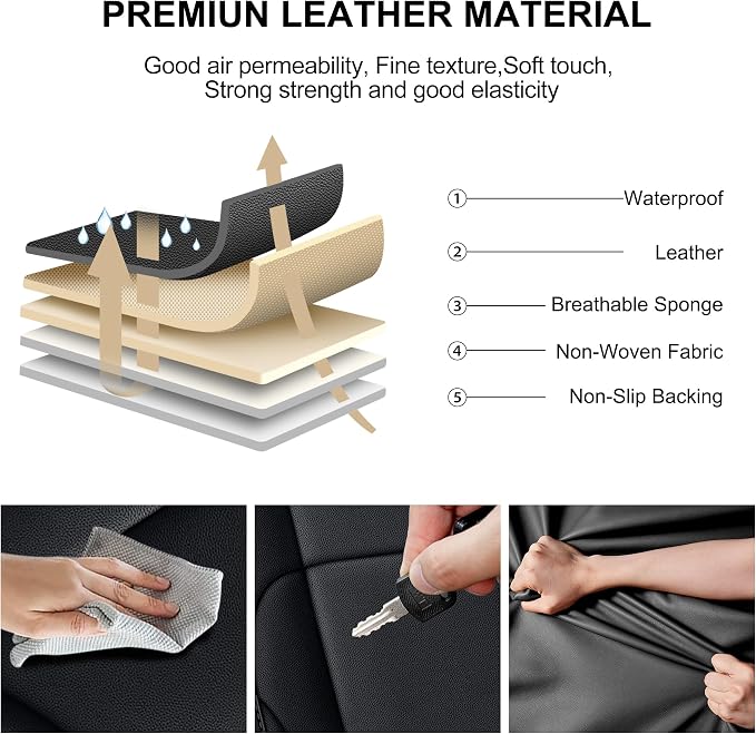 Faux Leather Seat Covers for Toyota Tundra — Full Set — Black