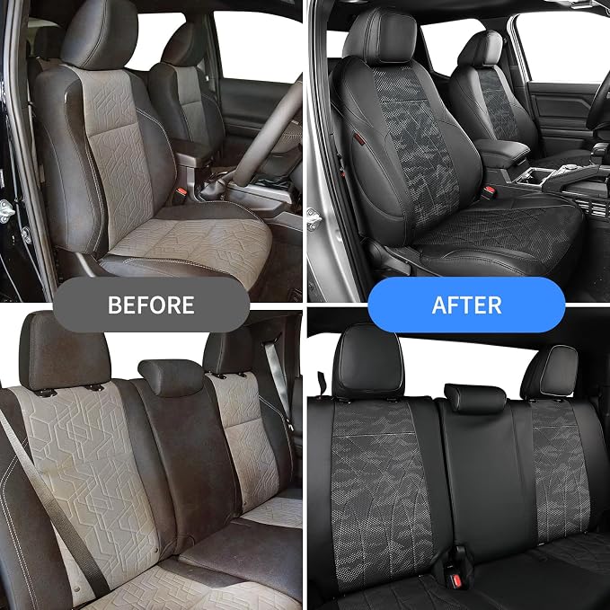 Faux Leather Seat Covers for Toyota Tacoma — Full Set — Black / Gray