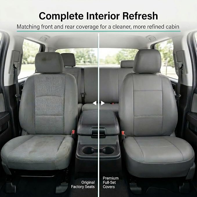 Universal Faux Leather Seat Covers — Full Set — Gray