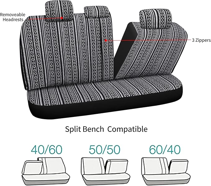 Universal Seat Covers — Full Set — Black / White