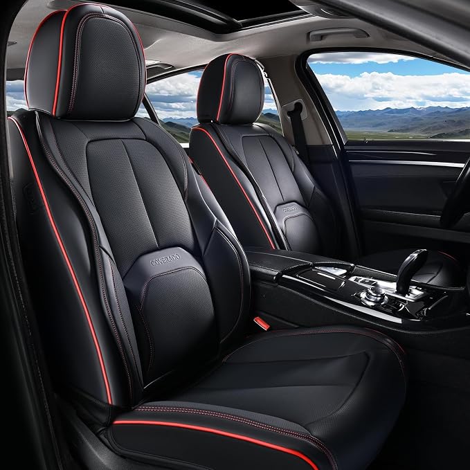 Universal Seat Covers — Full Set — Black / Red