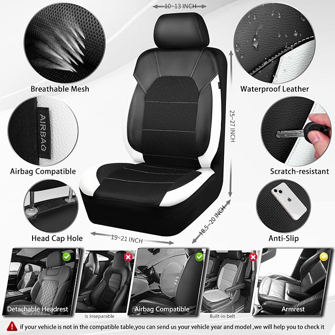 Universal Seat Covers — Front Seat — Black / White