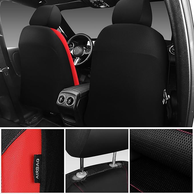 Universal Seat Covers — Full Set — Black / Red