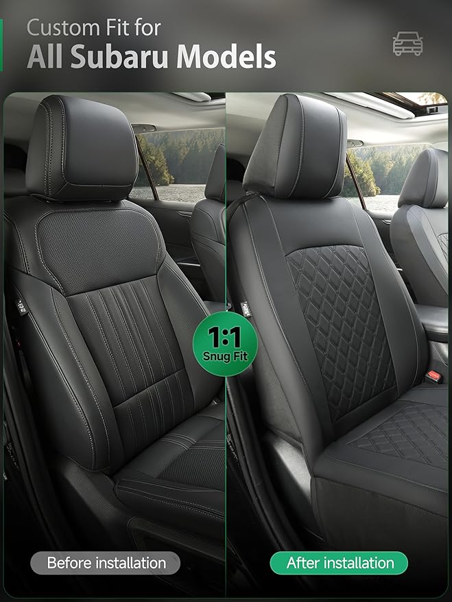 Faux Leather Seat Covers for Multiple Vehicles — Front Seat — Black