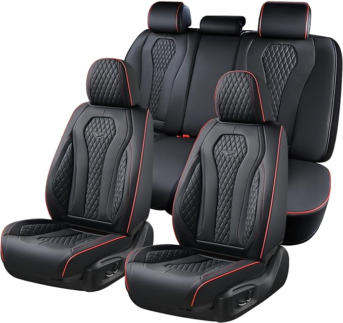 Universal Seat Covers — Full Set — Black / Red
