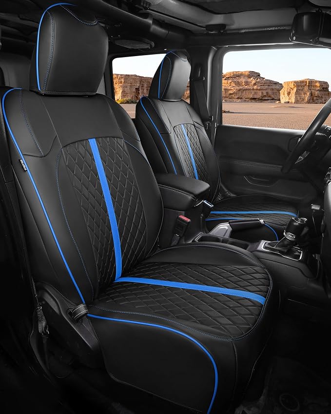 Seat Covers for Jeep Wrangler — Full Set — Black / Blue
