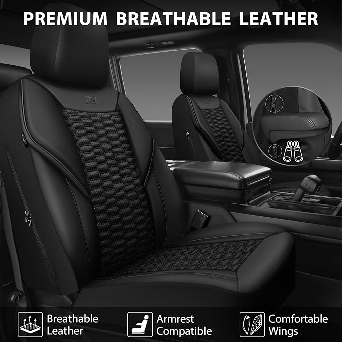 Universal Faux Leather Seat Covers — Full Set — Black