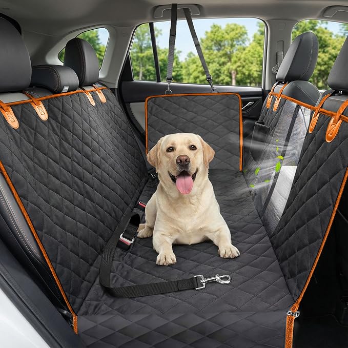 Pet Car Seat Protector — Orange / Black