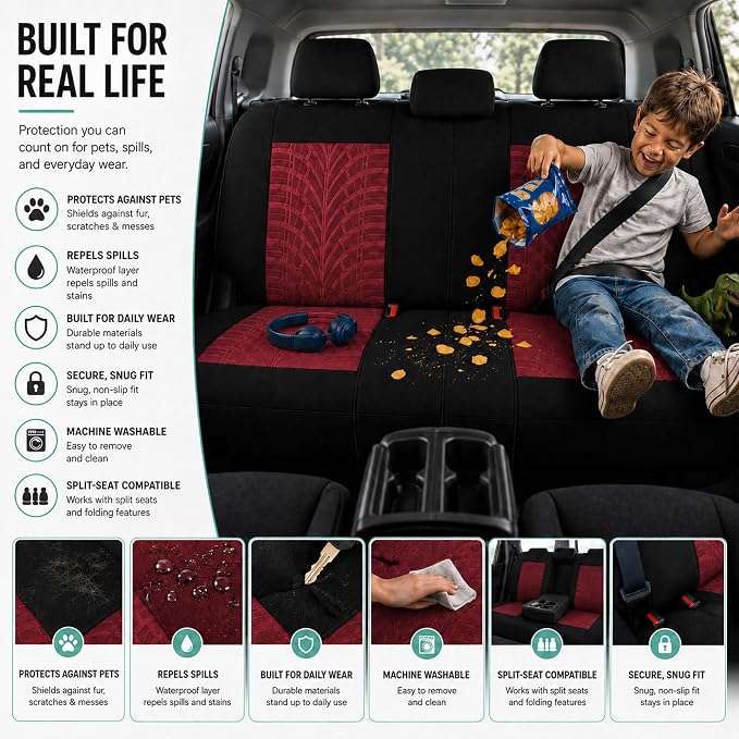 Universal Seat Covers — Full Set — Burgundy