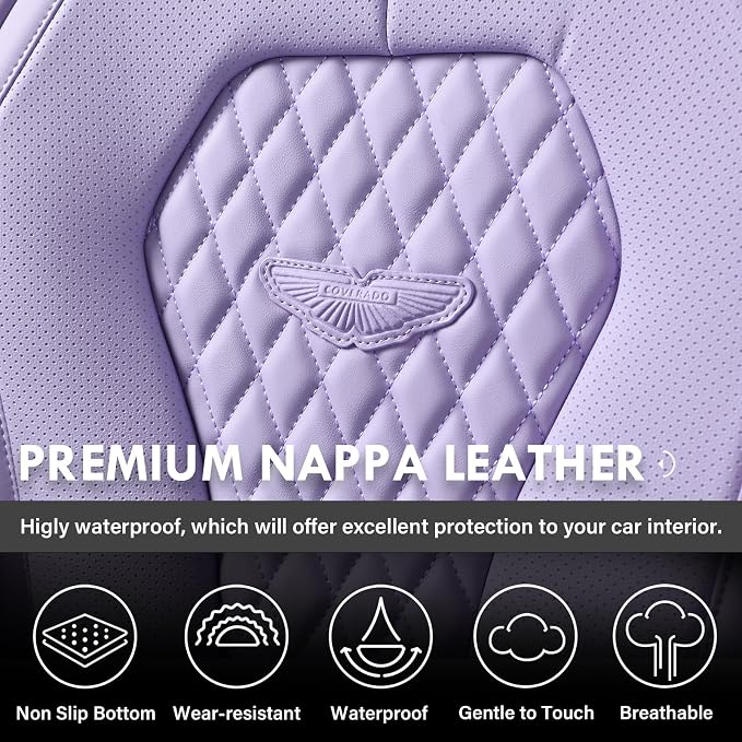 Faux Leather Car Seat Covers — Front Seat — Purple
