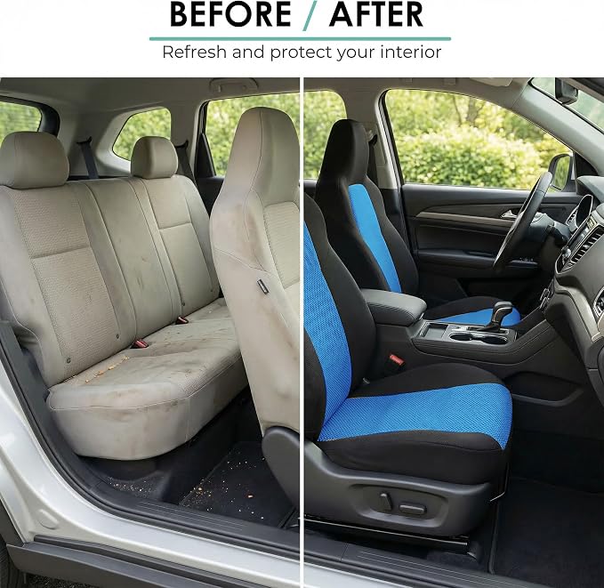 Universal Fabric Seat Covers — Front Seat — Blue