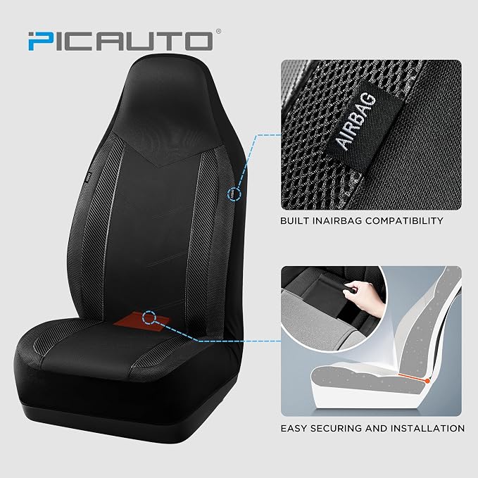 Universal Fabric Seat Covers — Full Set — Gray