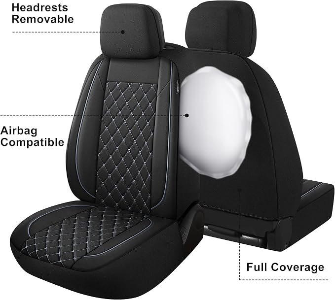 Fabric Car Seat Covers — Full Set — Black / Gray