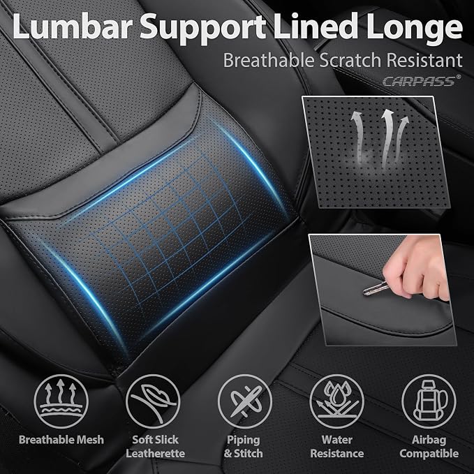 Faux Leather Seat Covers for Multiple Vehicles — Front Seat — Black