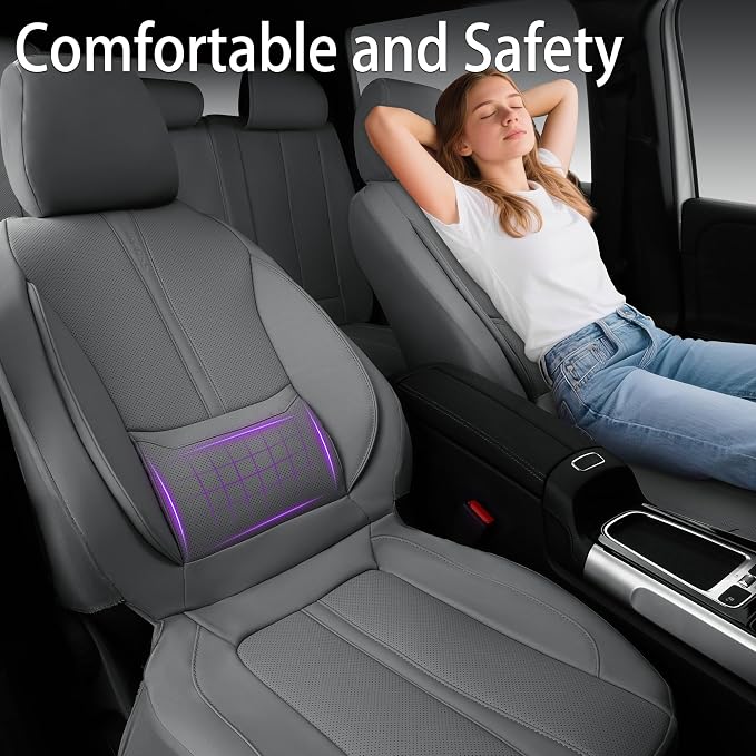 Universal Faux Leather Seat Covers — Full Set — Gray