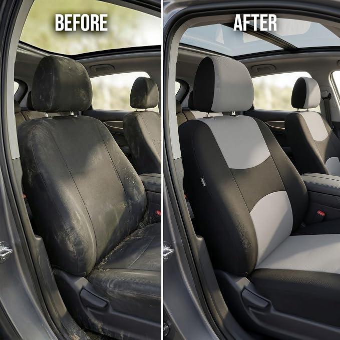 Universal Fabric Seat Covers — Front Seat — Gray