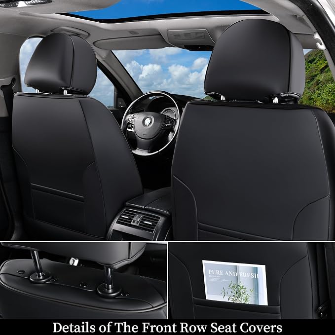 Universal Faux Leather Seat Covers — Full Set — Black