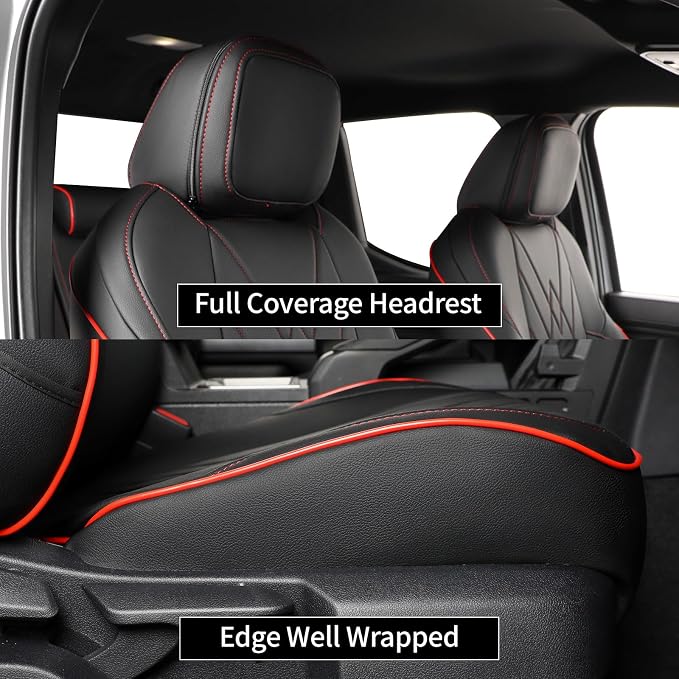 Seat Covers for Toyota Tacoma — Full Set — Black / Red