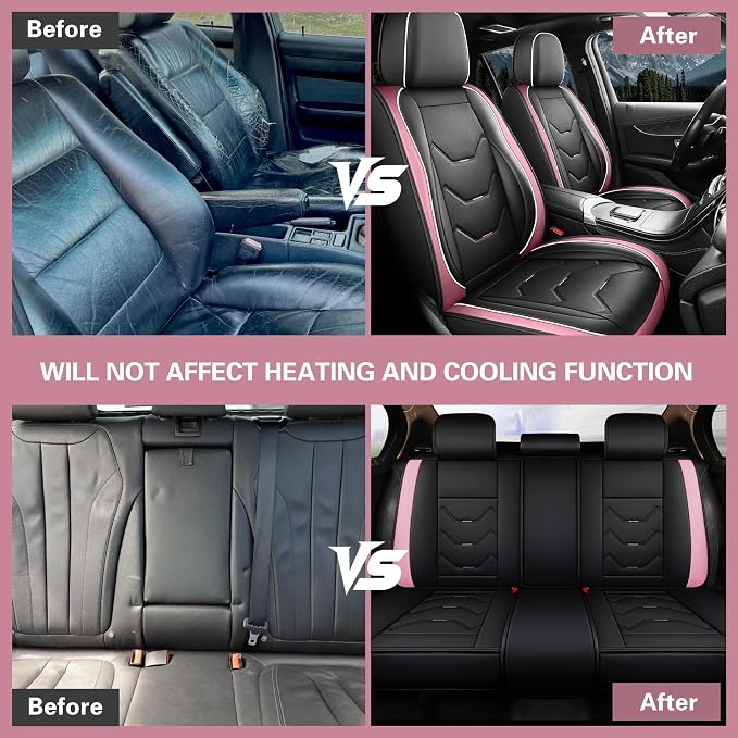 Car Seat Covers — Full Set — Pink / Black