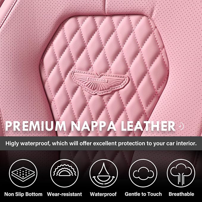 Universal Faux Leather Seat Covers — Front Seat — Pink