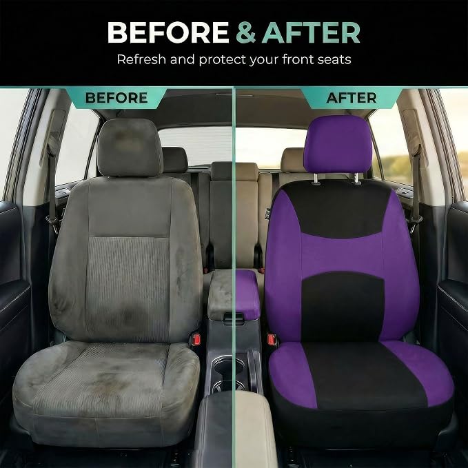 Universal Fabric Seat Covers — Front Seat — Purple
