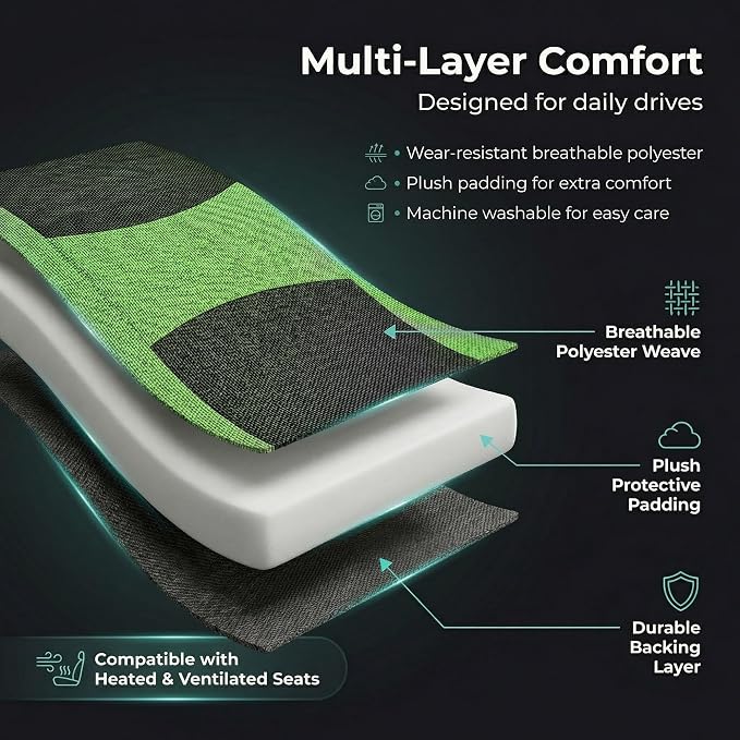 Universal Fabric Seat Covers — Front Seat — Green