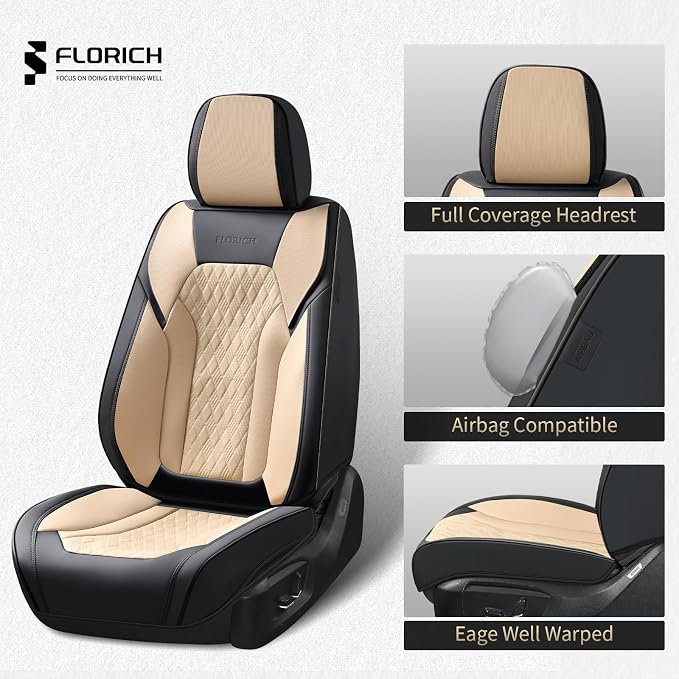 Universal Seat Covers — Front Seat — Black / Beige