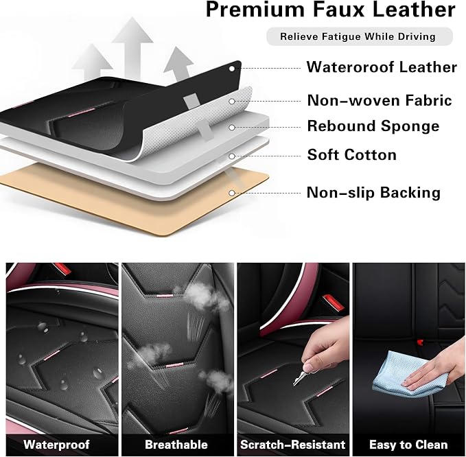 Car Seat Covers — Full Set — Pink / Black