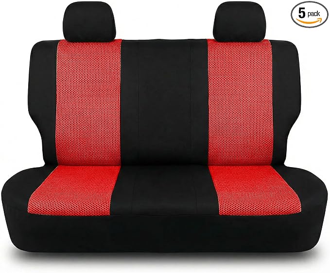 Universal Fabric Seat Covers — Front Seat — Red