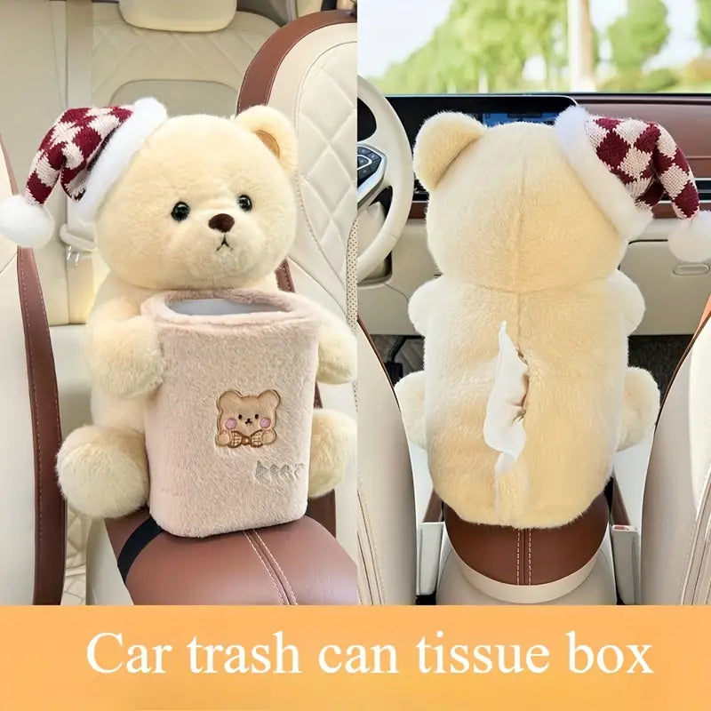 2-in-1 Cute Car Trash Can & Tissue Holder