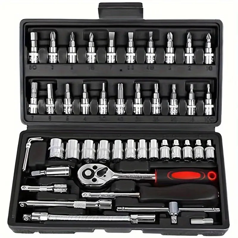 46-Piece 1/4 Drive Socket Wrench Set - Tool Kit