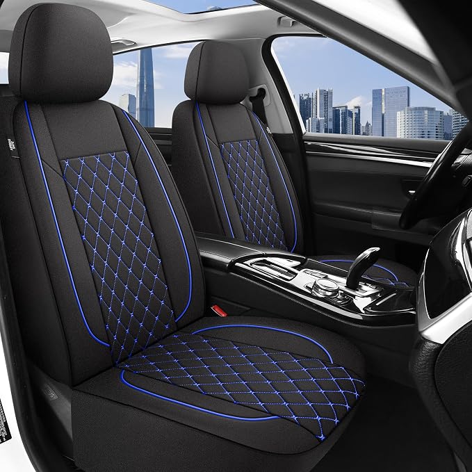 Fabric Car Seat Covers — Front Seat — Black / Blue