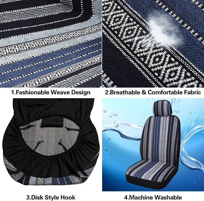 Universal Seat Covers — Full Set — Blue