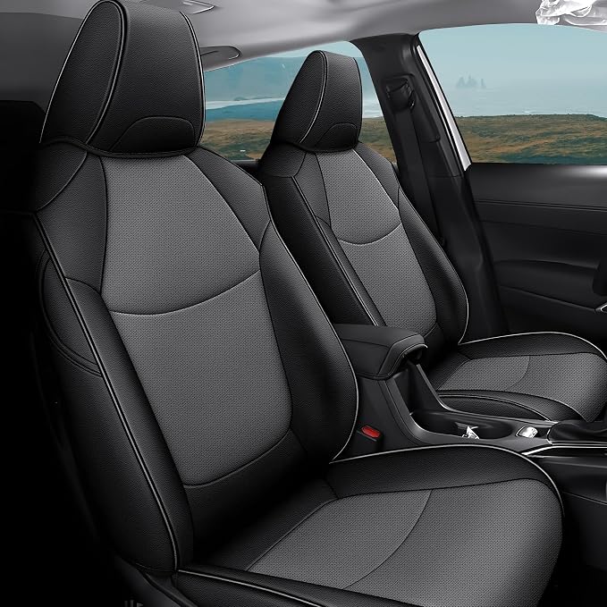 Faux Leather Seat Covers for Toyota Corolla Cross — Full Set — Black / Gray