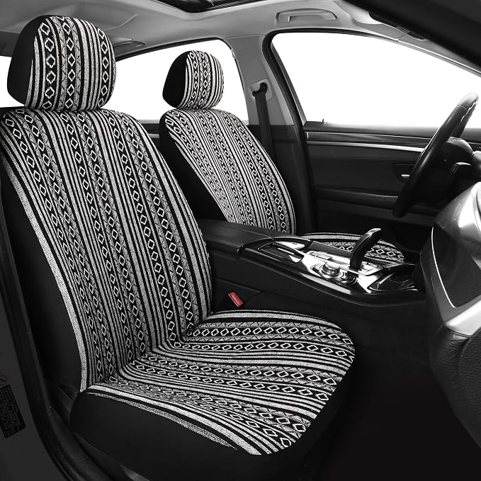 Universal Seat Covers — Full Set — Black / White