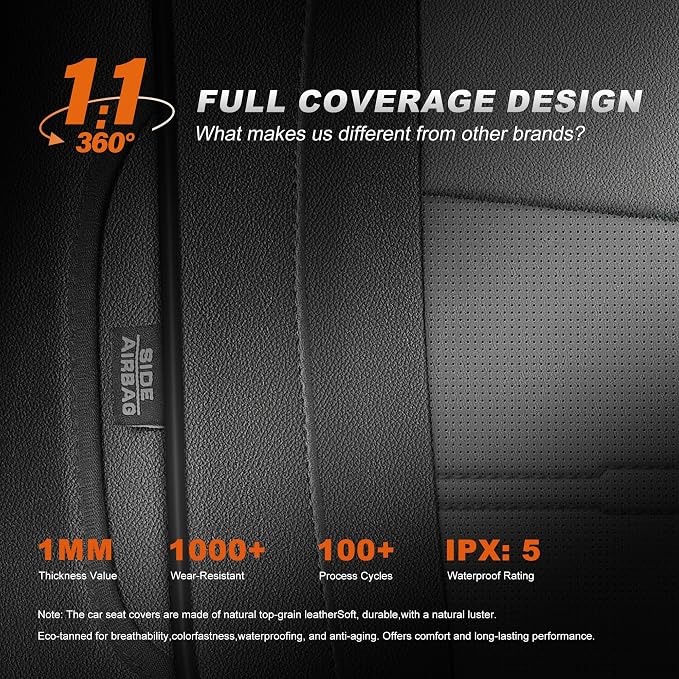 Faux Leather Seat Covers for Honda HR-V — Full Set — Black / Gray
